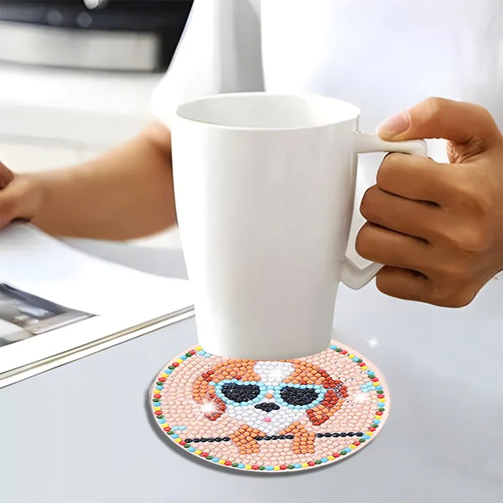 DIY Diamond Painting Coasters Kit Anti Slip Coasters Cartoon - 图1