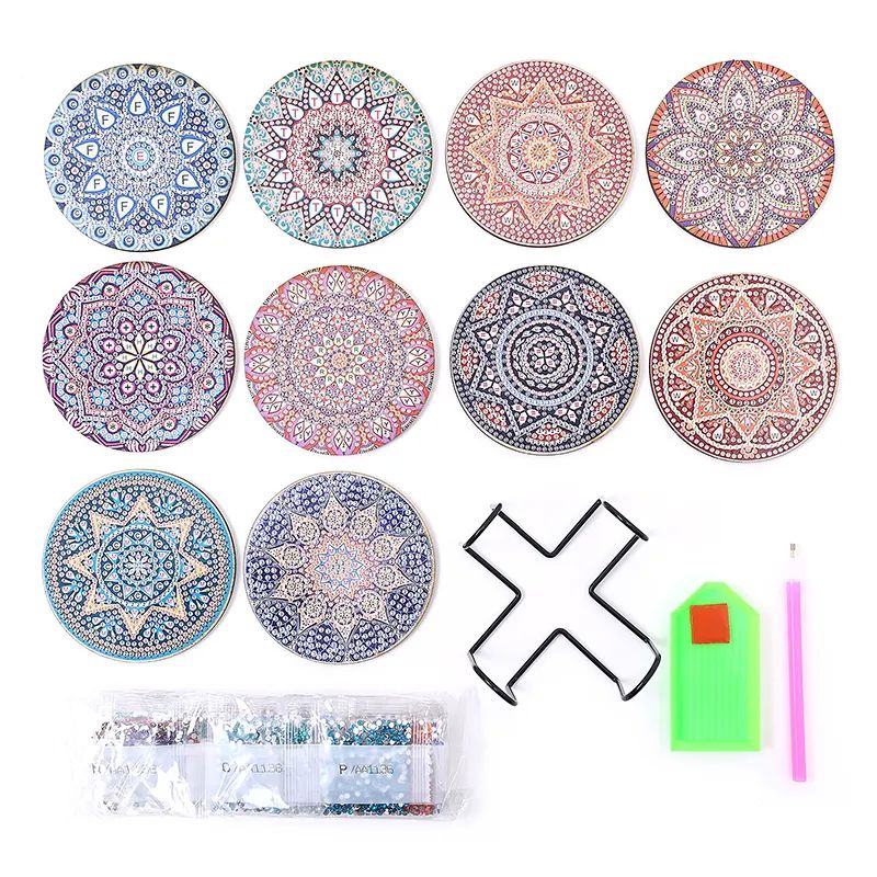 10pcs Diamond Art Coasters With Holder Scratch-resist Wear-r - 图3