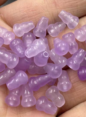 立体通孔黄玉葫芦散珠diy饰品配件紫色小葫芦飘花玉葫芦散珠白绿