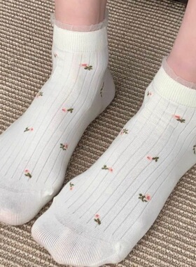 夏日小碎花袜子女甜系棉袜短袜女
