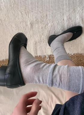 夏格雷灰网眼二趾堆堆无骨小腿袜