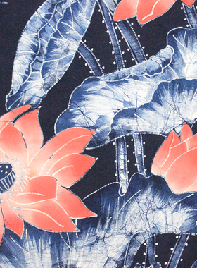 手工艺蜡染画荷花门帘布艺隔断帘