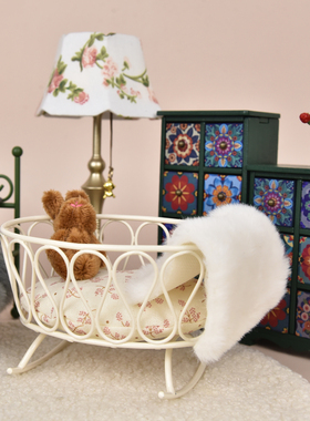 迷你摇篮小床摆件微缩场景装饰品