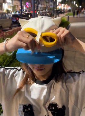 超人肥猪猪正反两戴平沿鸭舌帽子女春夏季可爱卡通拍照出片棒球帽