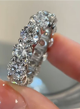 925银莫桑钻戒指电镀白金刻字