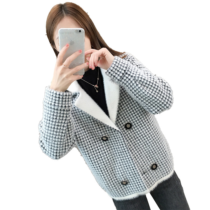 女士毛衣短外套2020年新款水貂绒 缪时短外套