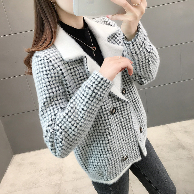 女士毛衣短外套2020年新款水貂绒 缪时短外套