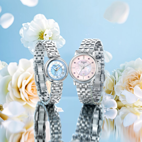 Tissot天梭小美人龚俊同款霁风蓝贝母盘女表手表