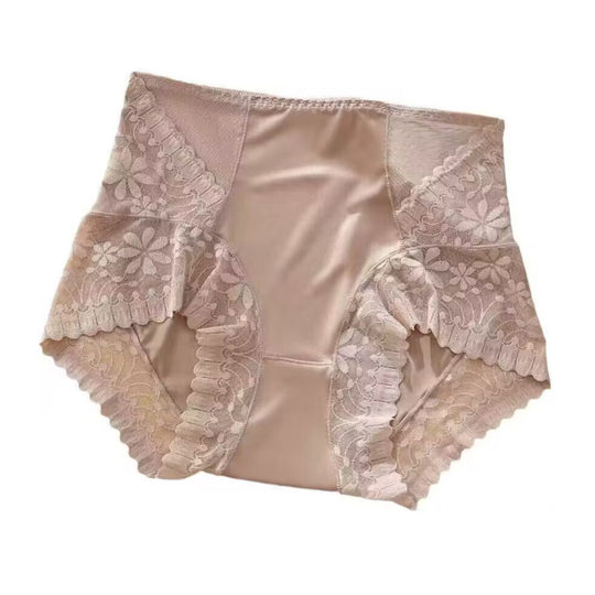 收腹裤塑身束腰无痕不卷边性感蕾丝女士内裤女冰丝轻奢时尚绸缎
