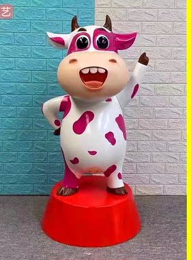玻璃钢卡通牛雕塑吉祥物新年元旦商场美陈牛年装饰户外房地产景区