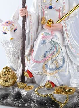 树脂东北 白老太太神像坐狐狸白妈妈像体堂口家用供奉摆件