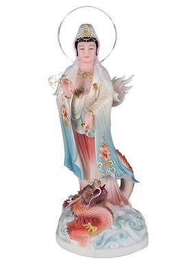 南海观音佛像家用供奉骑龙乘龙观音菩萨站像大佛像桌面摆件