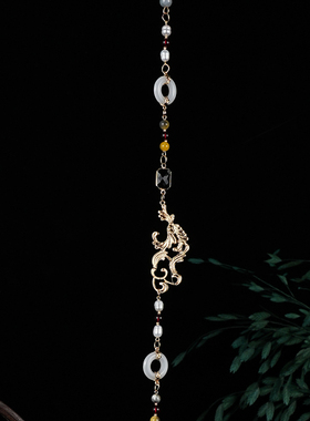 《拾瑾》长背云流苏汉服配饰  璎珞长流苏背云  压襟禁步通用饰品