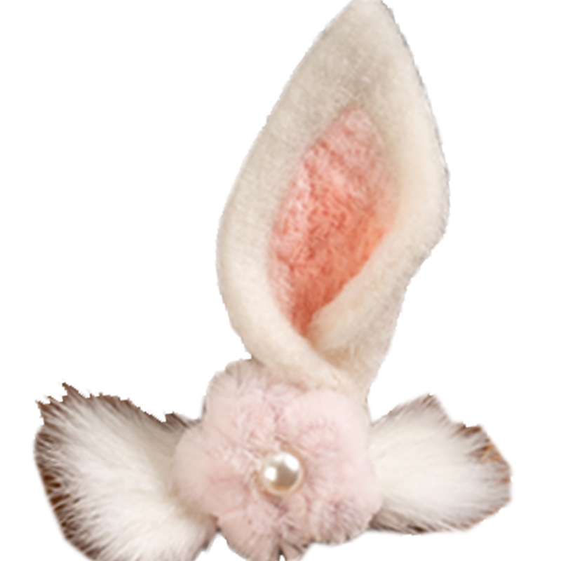 儿童发夹毛球小兔子耳朵汉服发饰 女童毛绒头饰 古代玉兔兔夹子 - 图3