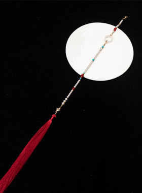 《酥韵》长背云流苏汉服配饰  璎珞长流苏背云  压襟禁步通用饰品