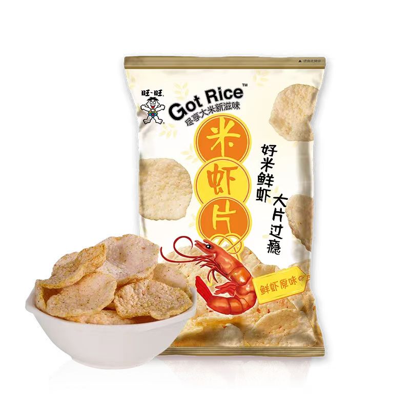 旺旺米虾片小龙虾味鲜虾片休闲小零食薯片膨化食品原味仙贝雪饼 - 图2