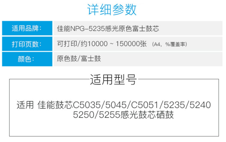 佳能C5035鼓芯5030鼓刮板5235 5240充电辊5250 5255 5051感光鼓芯 - 图2