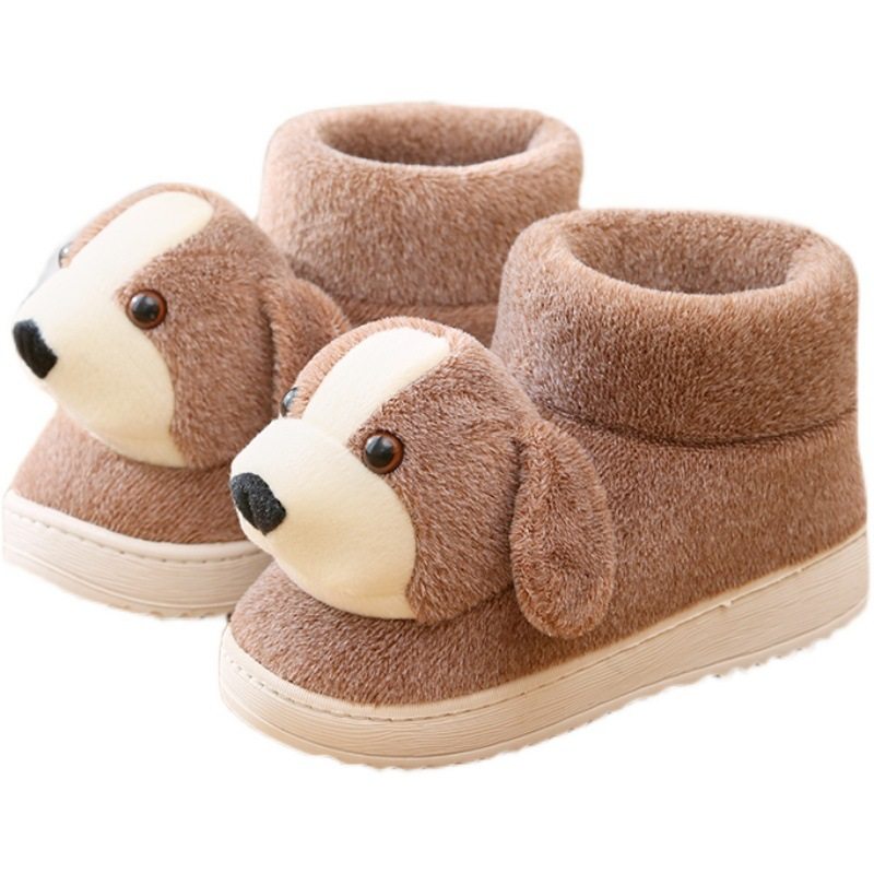 冬季加厚保暖卡通狗狗棉拖鞋女包跟高帮可爱棉鞋平底居家鞋短靴子,淘宝优惠券,粉丝福利购,淘宝优惠卷