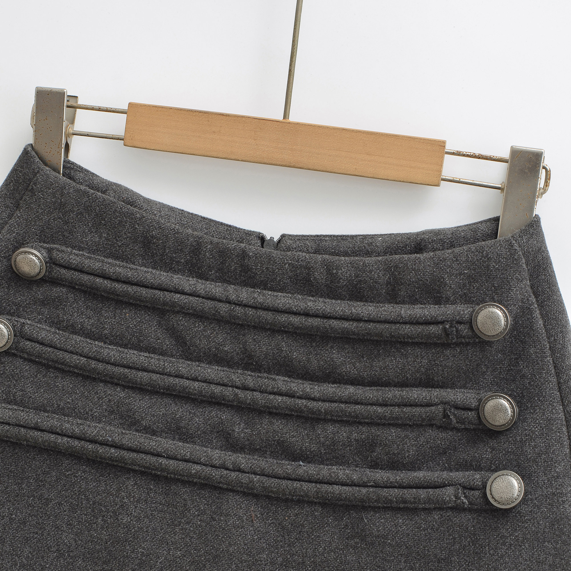 包邮美式辣妹毛呢纽扣A字低腰半身裙女气质修身显瘦防走光短裙,淘宝优惠券,粉丝福利购,淘宝优惠卷