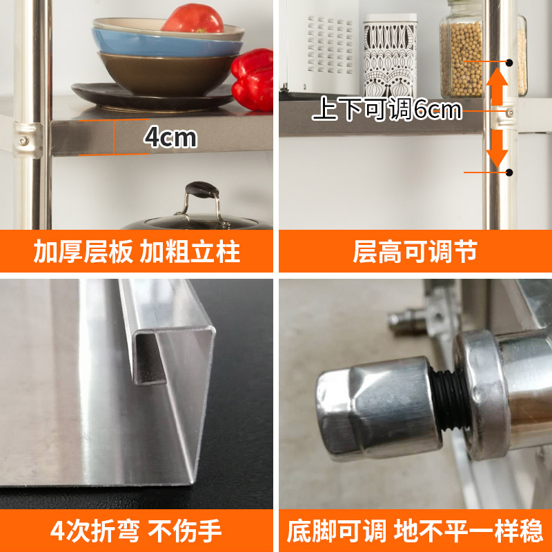 不锈钢厨房置物架落地多层货架置物架收纳架子仓库货架储物架5层 - 图1