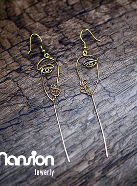 t公馆欧美个性人脸项链耳环项链