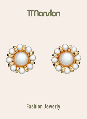 TM▲原创法式轻奢vintage花朵简约高级感珍珠锁骨短项链耳环套装