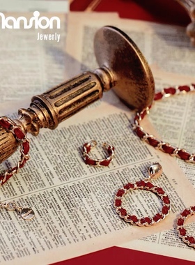 t公馆原创ins复古穿皮女叠戴链条