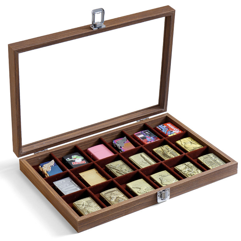 大容量火机收藏收纳盒Zippo煤油火石18格收纳盒透明玻璃带盖保存,淘宝优惠券,粉丝福利购,淘宝优惠卷