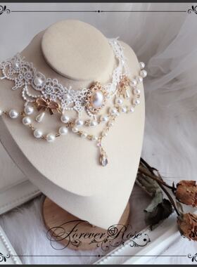 原创手作风华丽款蕾丝珍珠项链