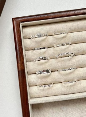 S925银极简风素圈戒指女不掉色开口可调节食指戒叠戴百搭小众高级