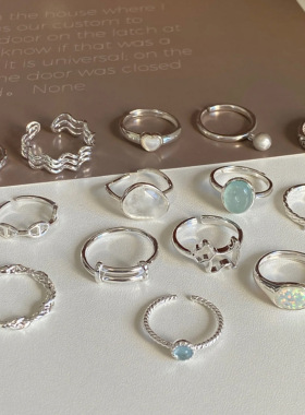 韩国s925镀银素圈戒指女不掉色小众ins风设计高级感百搭开口调节