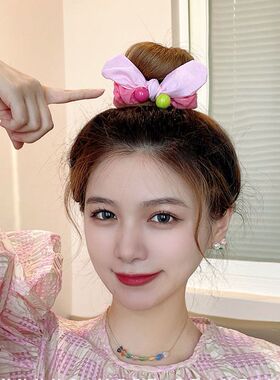 韩国彩色花朵头绳女网红甜美大肠发圈森系发绳夏季2022年新款.