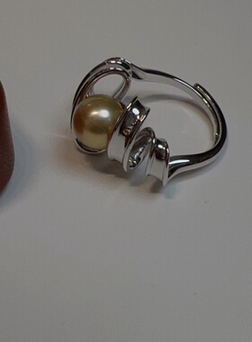 Ann jewelry 925银针小众设计感珍珠戒指女简约时尚个性