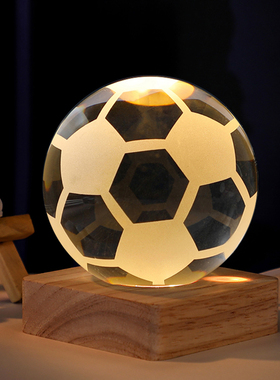 篮球足球水晶球小夜灯摆件