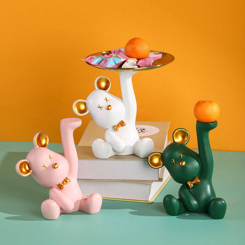 可爱暴力熊托盘小摆件客厅酒柜玄关进门钥匙收纳装饰乔迁送人礼物,淘宝优惠券,粉丝福利购,淘宝优惠卷