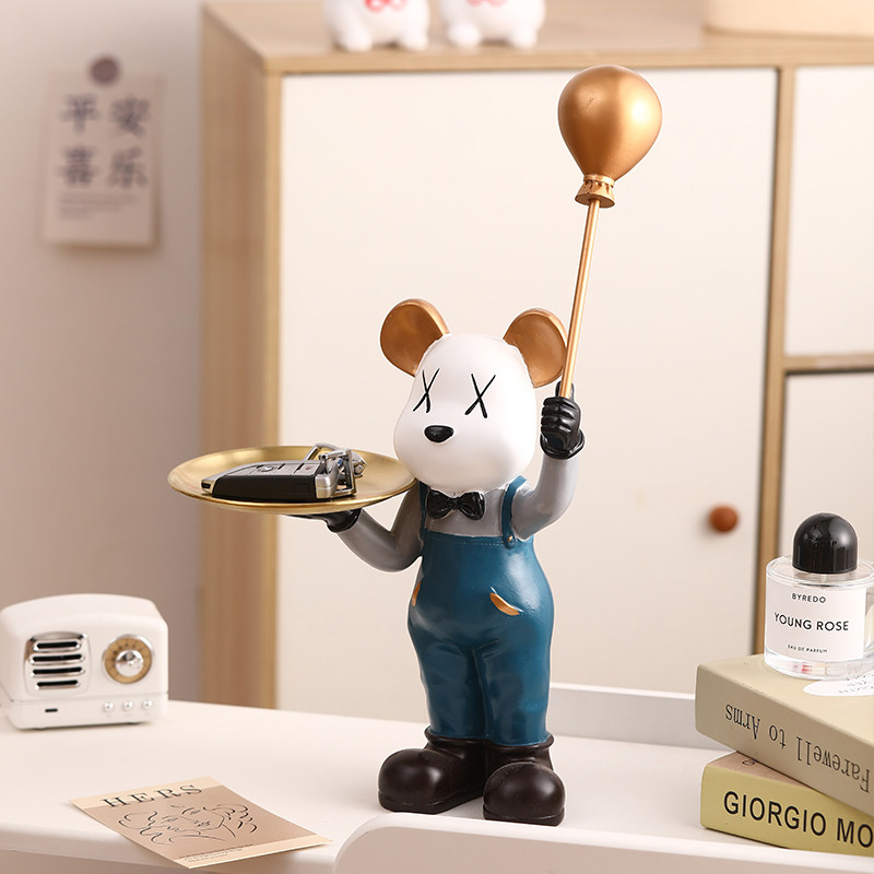 卡通气球暴力熊托盘摆件进门玄关钥匙收纳客厅酒柜装饰品乔迁礼物,淘宝优惠券,粉丝福利购,淘宝优惠卷