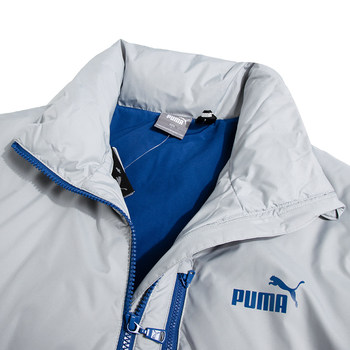 PUMA ສີຂີ້ເຖົ່າ stand collar down jacket ສໍາລັບຜູ້ຊາຍແລະແມ່ຍິງ 2023 ໃຫມ່ windproof ຫນາ jacket ກິລາ 625609