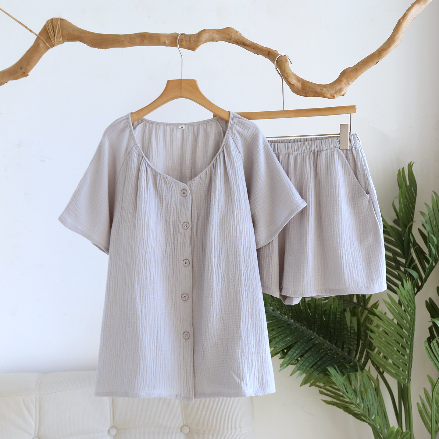 睡衣女款2026新款夏季纯棉夏天短袖短裤棉纱带胸垫夏款家居服套装,淘宝优惠券,粉丝福利购,淘宝优惠卷