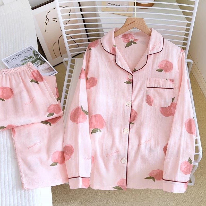 男款女士纯棉睡衣春夏秋双层纱布长裤情侣款简约家居服套装夏,淘宝优惠券,粉丝福利购,淘宝优惠卷