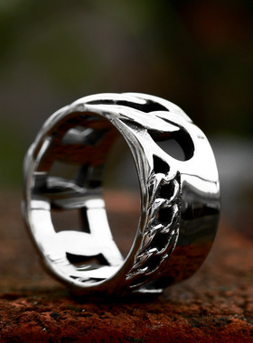 维京戒指钛钢磨砂机车链条首饰品