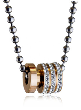 吊坠钛钢狼头蛇龙三排钻饰品挂坠