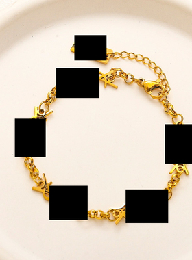 手链钛钢Y爱心镂空T镶钻蓝色饰品