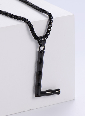 吊坠钛钢26个英文字母L黑色X饰品