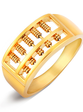 戒指钛钢简约可拨动算盘情侣饰品