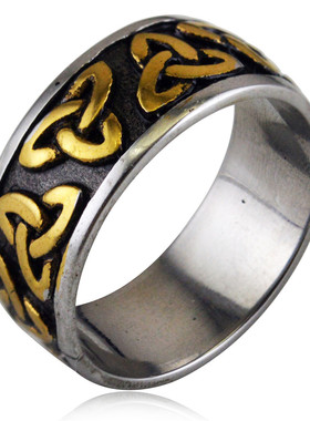 戒指钛钢椭圆宝石复古狮子首饰品