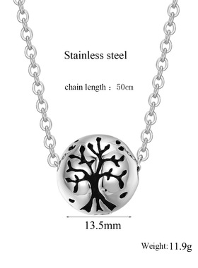 小熊可打开空心吊坠钛钢复古圆珠