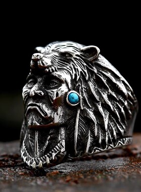 维京戒指钛钢兔子貔貅叠三角饰品