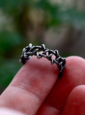 维京戒指钛钢树滴胶竖中指首饰品