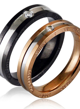 戒指钛钢磨砂竹节凹槽情侣首饰品