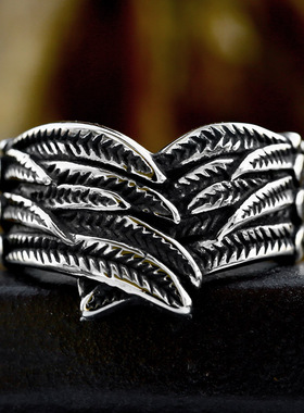 维京戒指钛钢字母章鱼羽毛首饰品